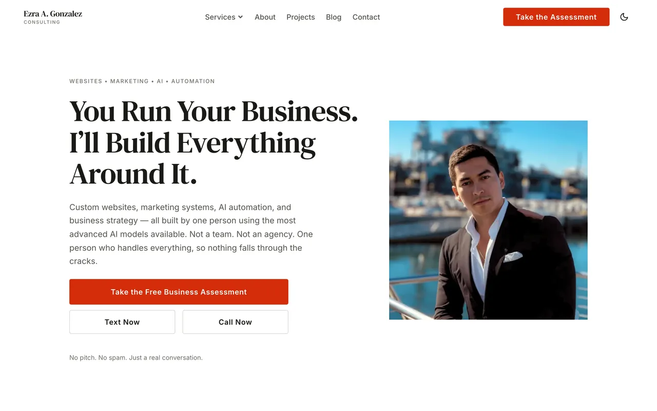 EzraGonzalez.com — website screenshot